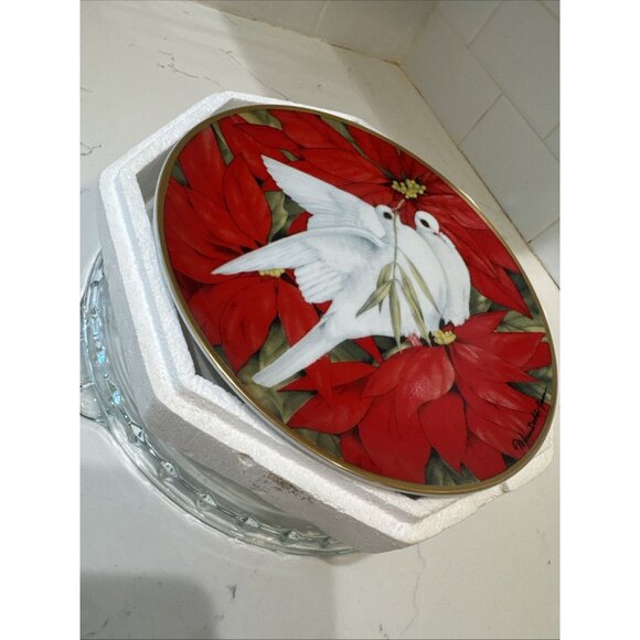 Franklin Mint Christmas Seal 1991 "Christmas Doves" by Maureen Drdak-Jensen Plat - Picture 2 of 5